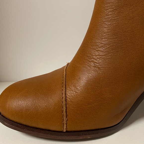 Toms Booties Women’s 7 Brown Leather Lunata Boots Casual Round Toe Block Heel - Picture 10 of 13